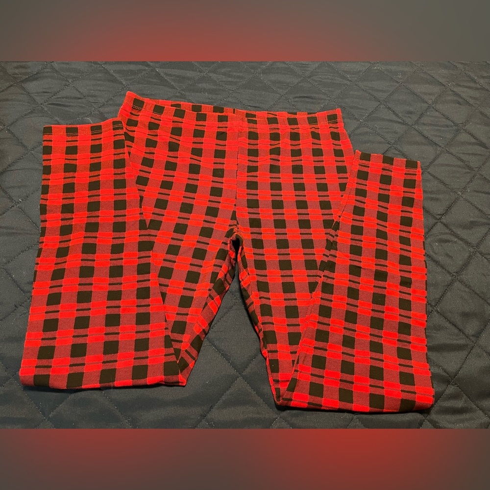 Joe Fresh Red & Black Plaid Leggings.
